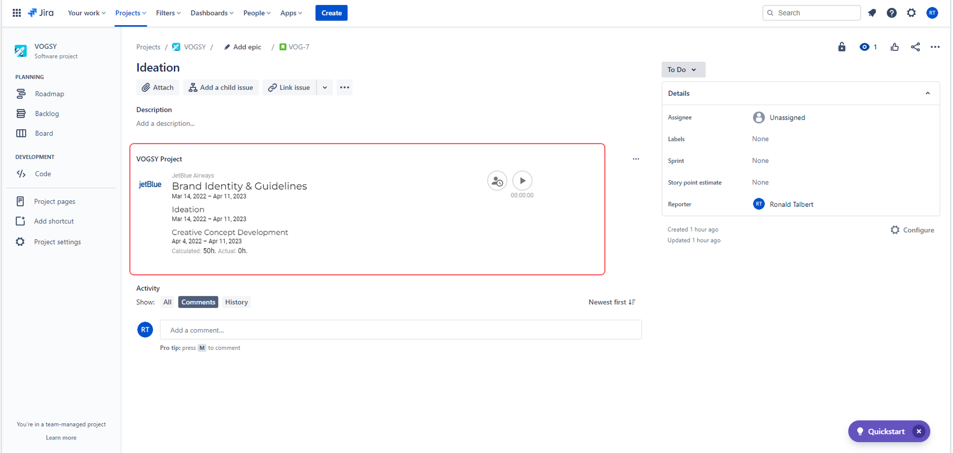Easy 1-click time tracking