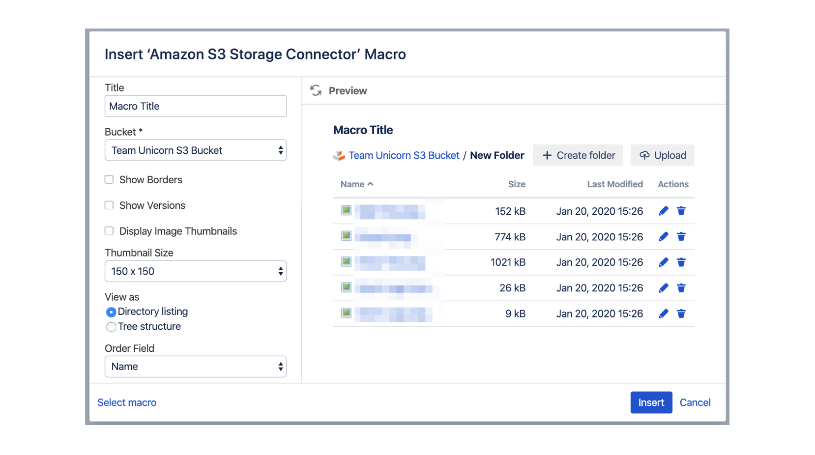 Manage files with upload, rename & delete options