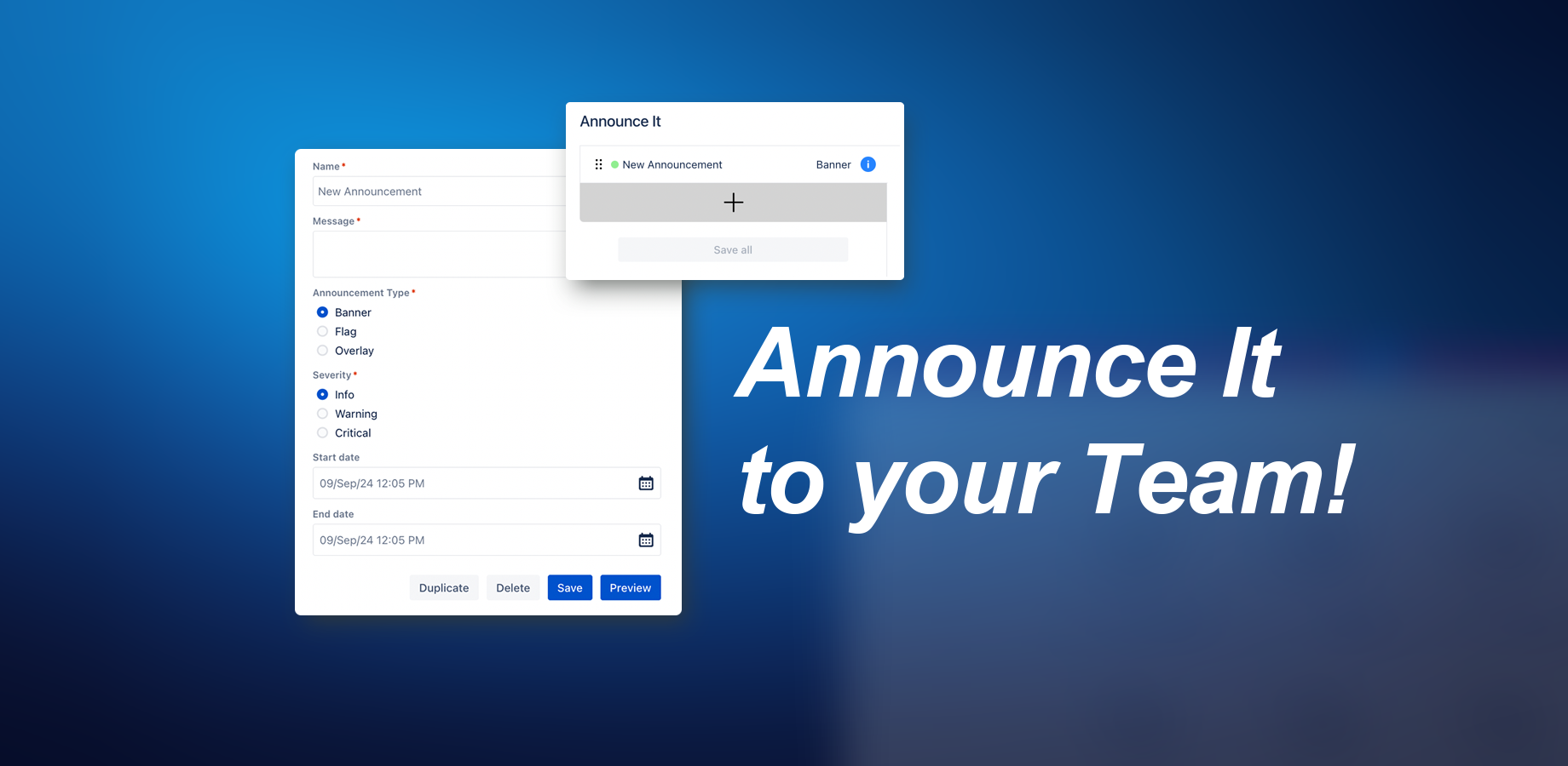 Creating a new announcement