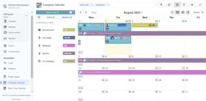 Project context view. Here, are shown the events that are based on "All projects" sources and  events that correspond to current project.