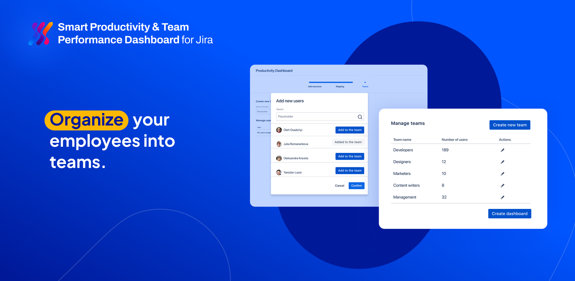Get performance analytics by team with Smart Productivity Dashboard for Jira