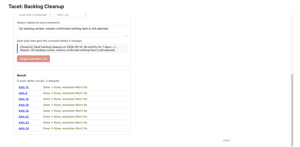 The result of a sweep, item by item, with the transition that was applied.
