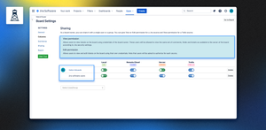 Board sharing. There are different sharing permissions: edit or view, as well as an option to share for a user or group of people.