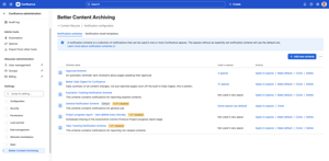 Manage the deterministic notification rules in their dedicated notification schemes. Maintain different rules for each scenario, like expired page notifications and due-for-approval reminders and more.