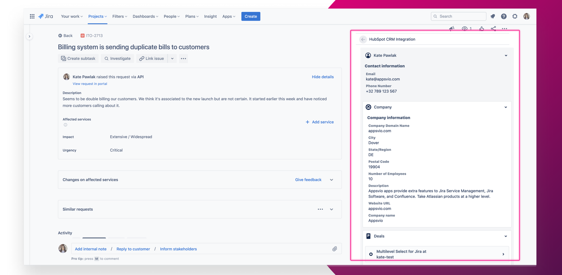 CRM integration with Jira allows you to use HubSpot data within the Jira issue. Don’t change tools and still have access to all the information you need. HubSpot Jira integration means using the full potential of data.