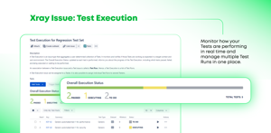 Monitor how your Tests are performing in real time and manage multiple Test Runs in one place. Track status in the Overall Execution Status bar.