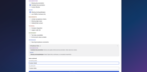 Capture structured AI blockers like missing documentation, weak requirements, and complex integrations instead of relying on vague comments.
