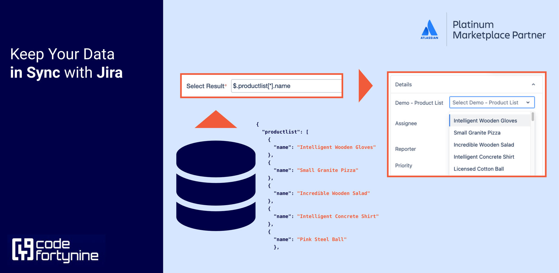 Custom field options like Select List, Checkboxes and Radiobuttons can be synchronized with any external list or dictionary.