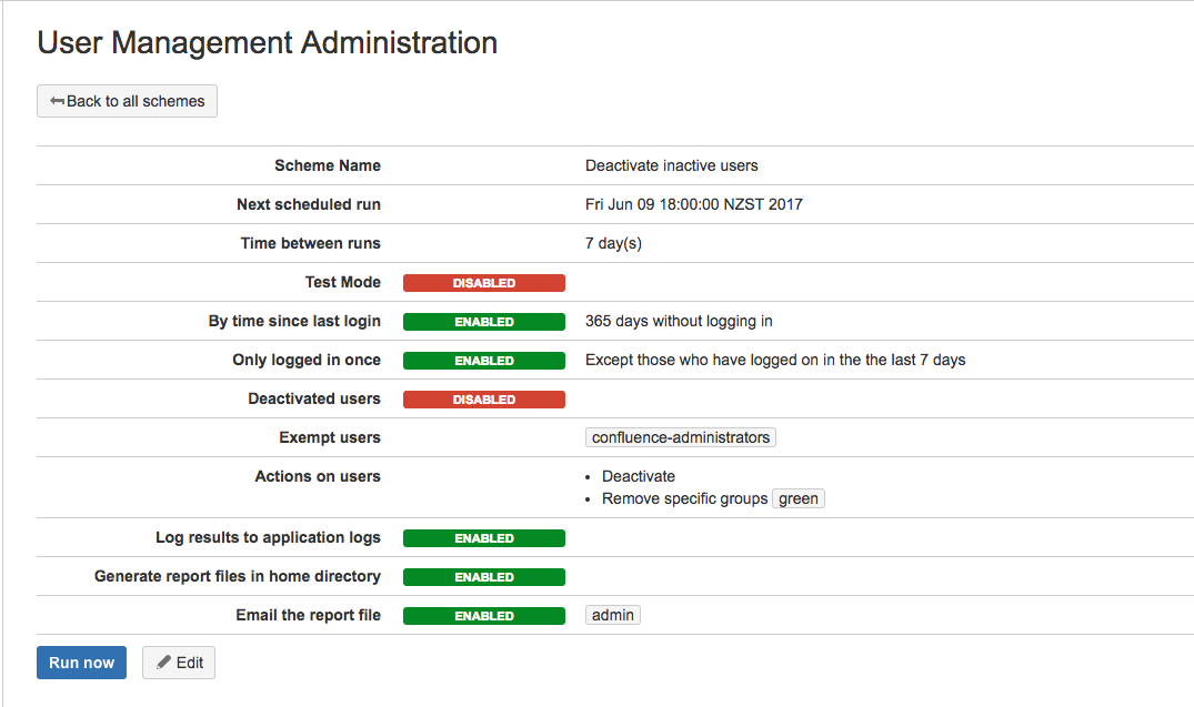 A Scheduled UserÂ OperationÂ scheme that has been configured to deactivate users who haven't logged in for over a year.