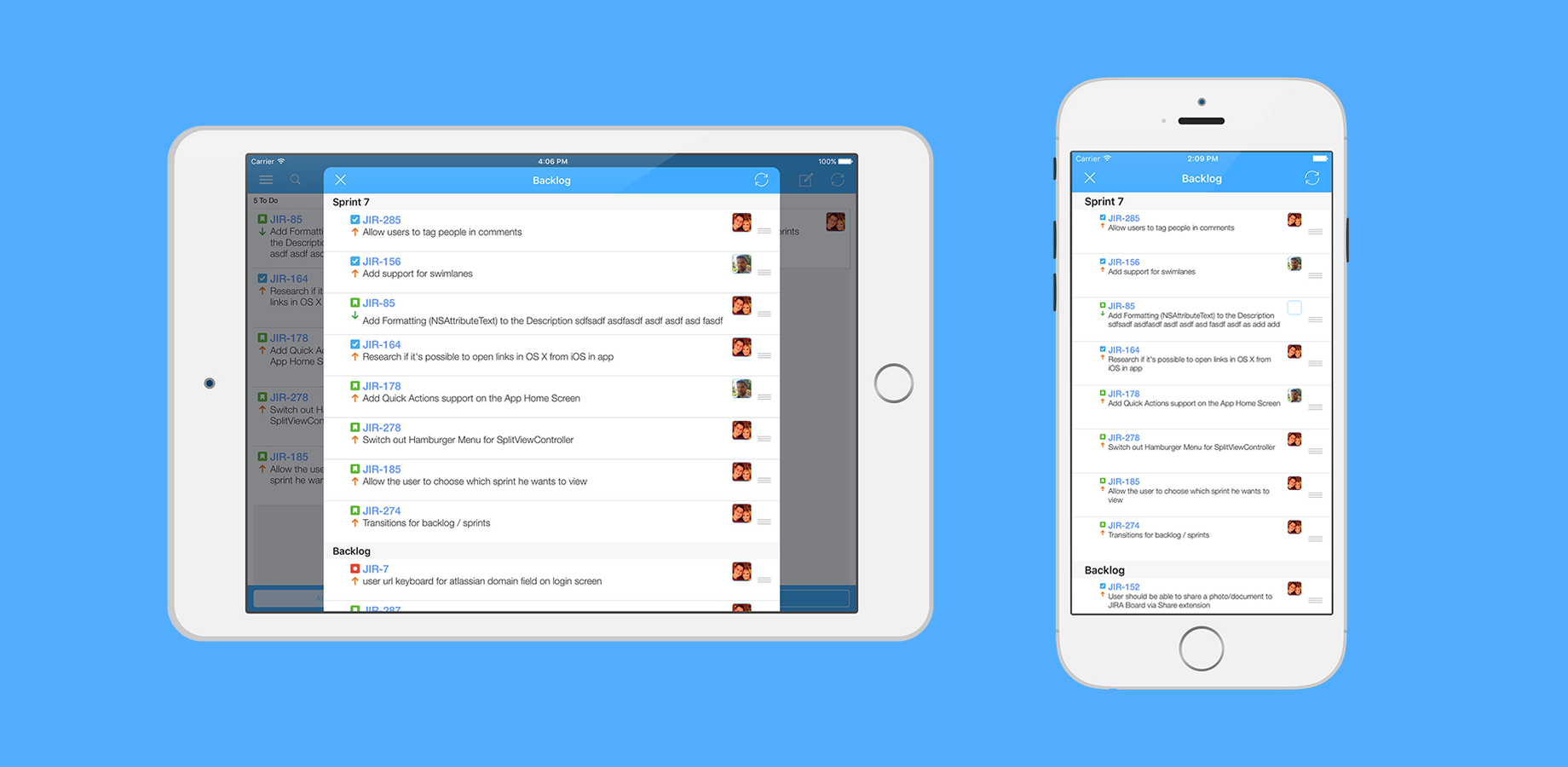 - Share tickets to Hipchat & Slack
- Login with multiple accounts
- Login quickly with 1Password
- Works with Jira 6.0 and above
- Search for tickets via Spotlight