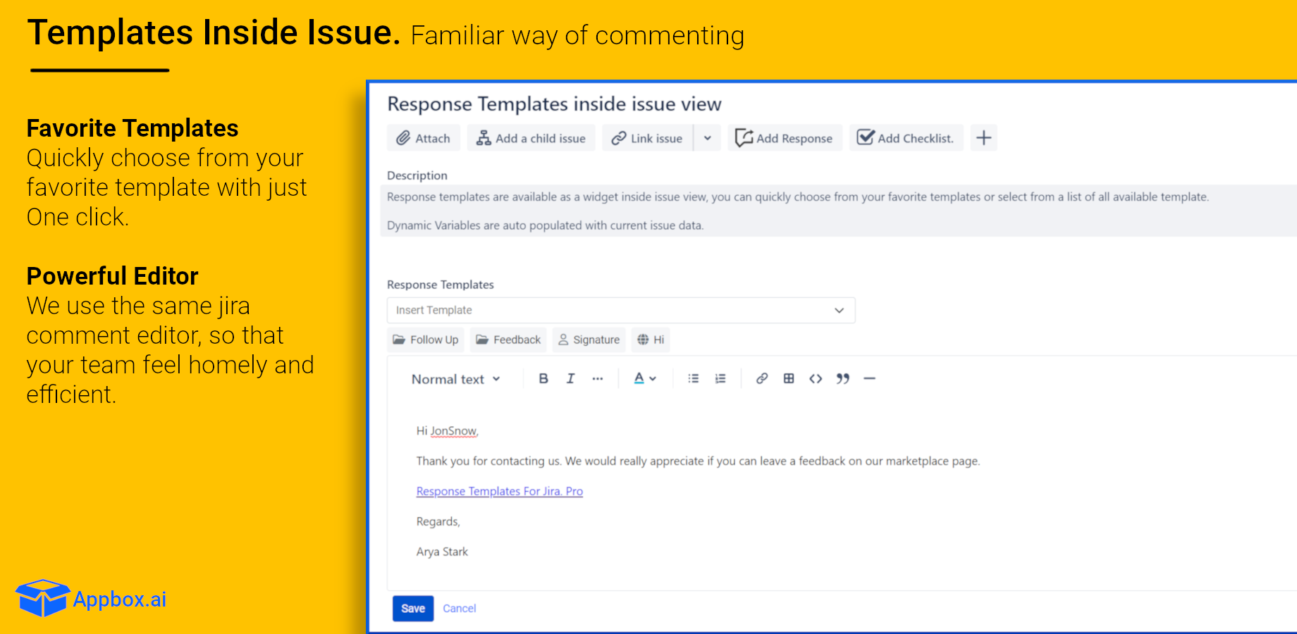 Templates Inside Issue View.