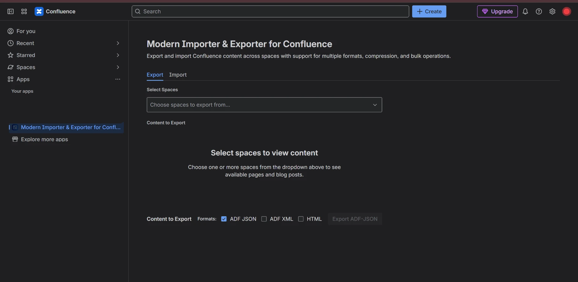 Bulk export in multiple formats
