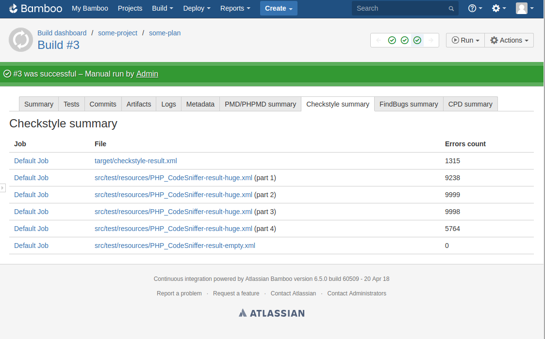 View Checkstyle summary for plan
