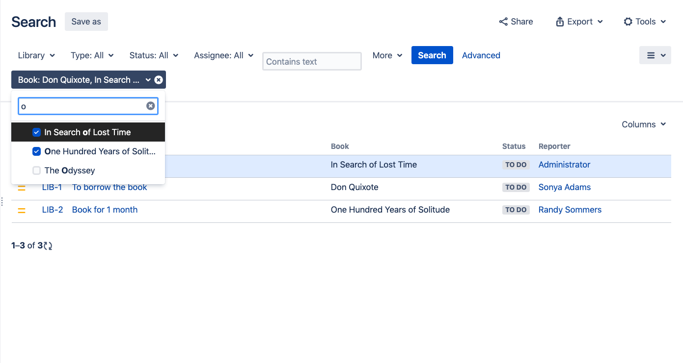 Use regular JQL for search