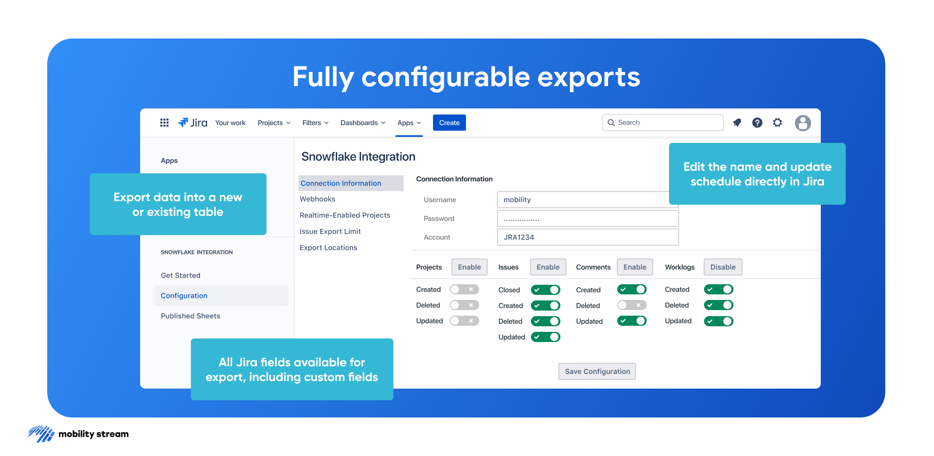 Fully Configurable Exports