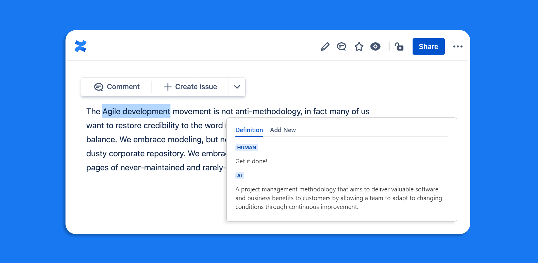 It's fast! Highlight text and click AI Glossary+