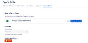 Let space admins apply workflows at the space level, clear workflow history, or initialize all pages in a space to the same state.
