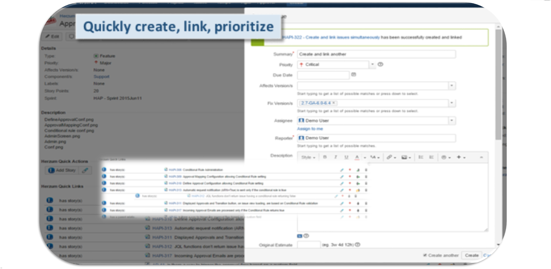 Create, link and prioritize