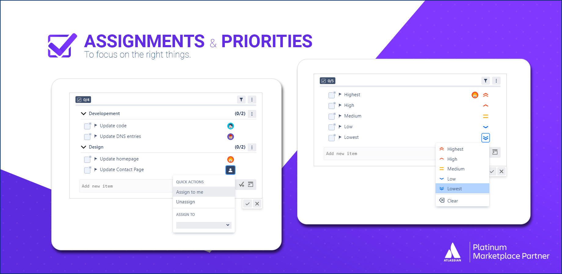 Use item status and due dates to stay on track.