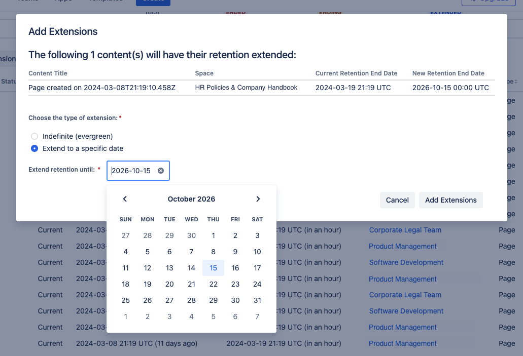 Create exceptions to your management policy with content specific retention periods.