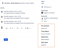 Example fields: Time spent, Fix versions etc.