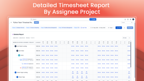 Detailed Timesheet Report By Assignee Project - Time Tracking detailed report table