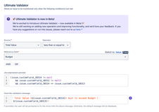 Number custom fields comparison - Total Value must not exceed the Budget