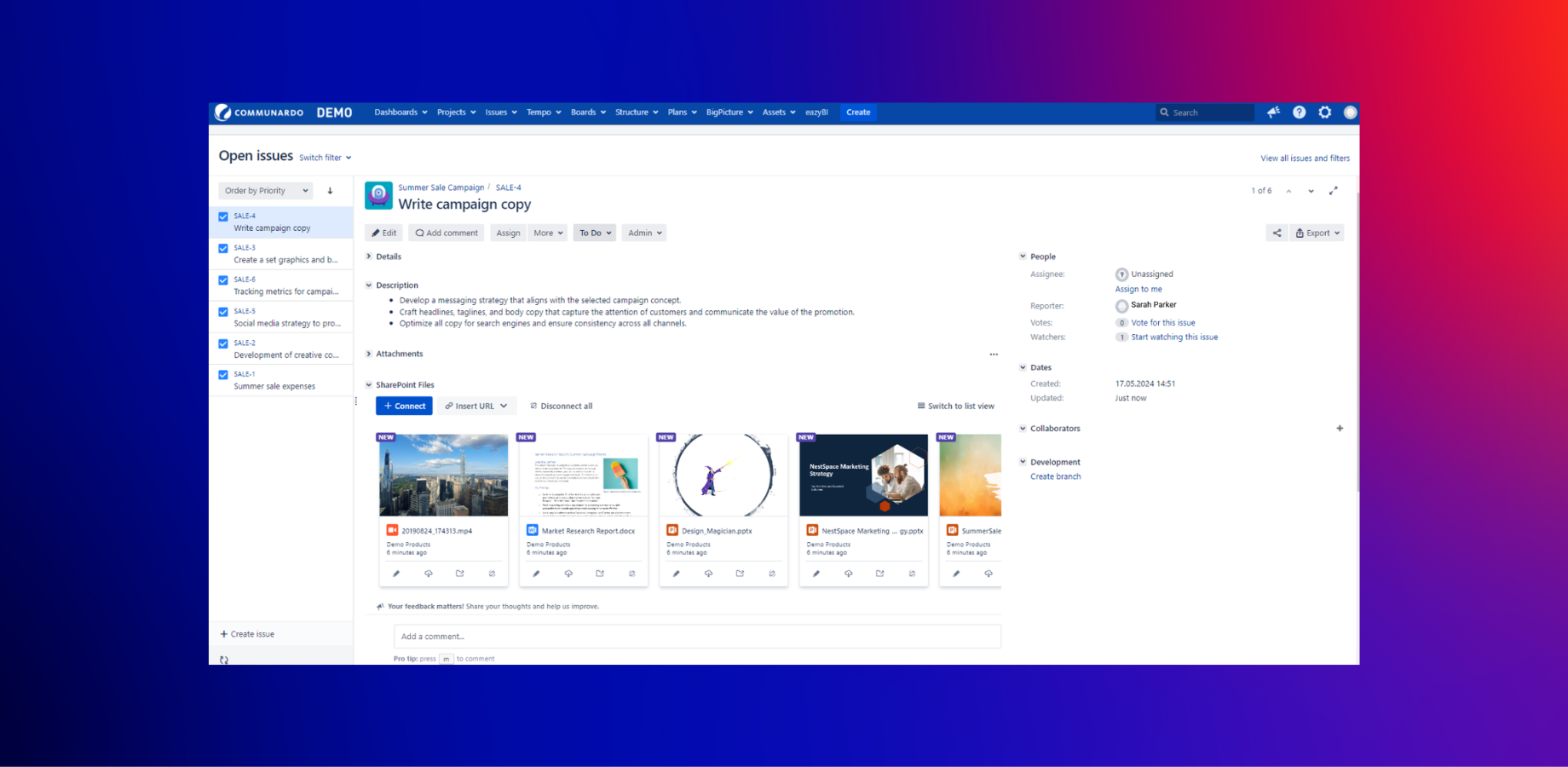 Easily insert documents from SharePoint & OneDrive into Jira Cloud