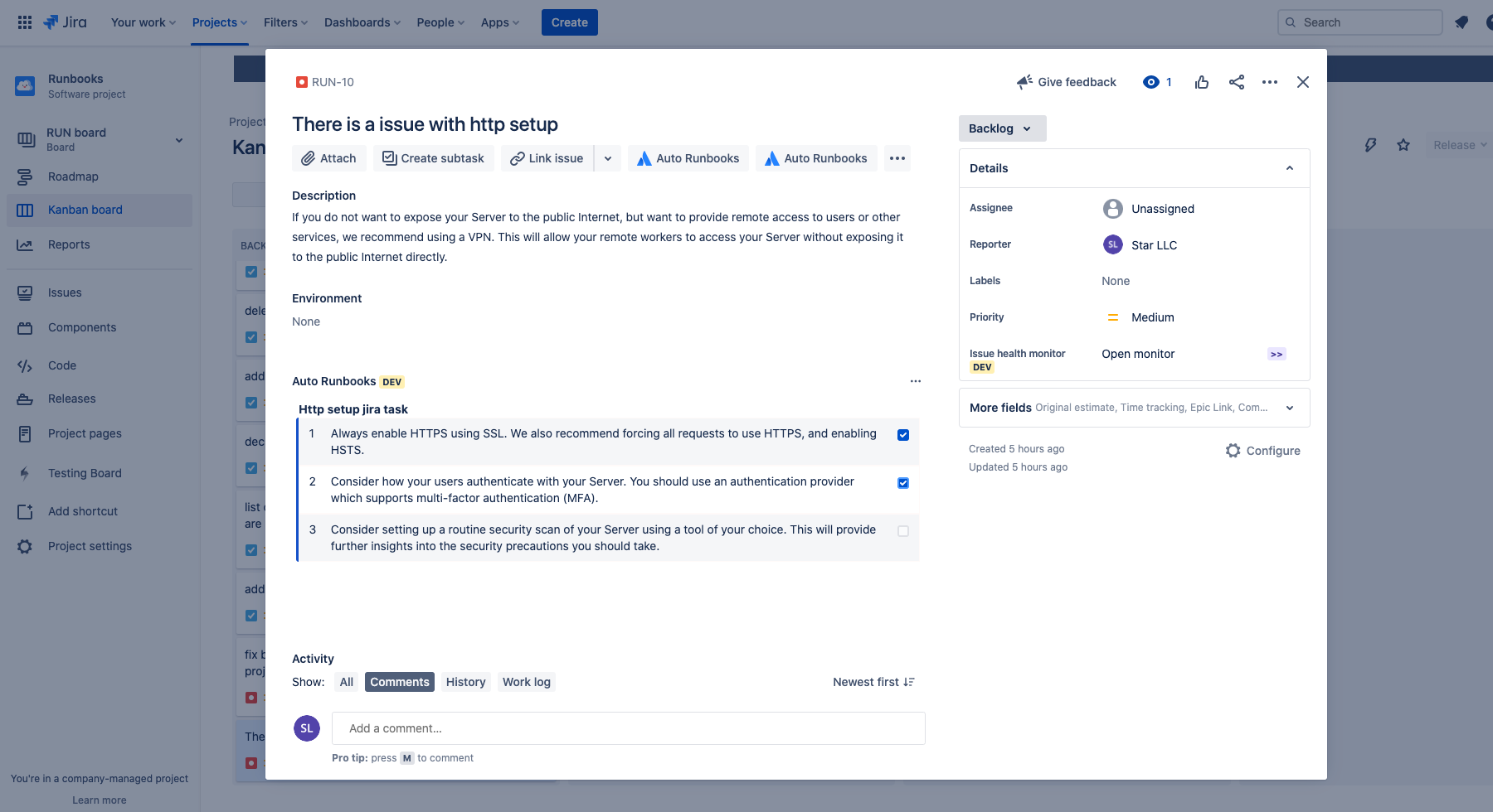 Automatically show runbooks for tasks.