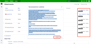 View the text extracted from any image by going to the Attachments page and clicking on "ExtracText" button
