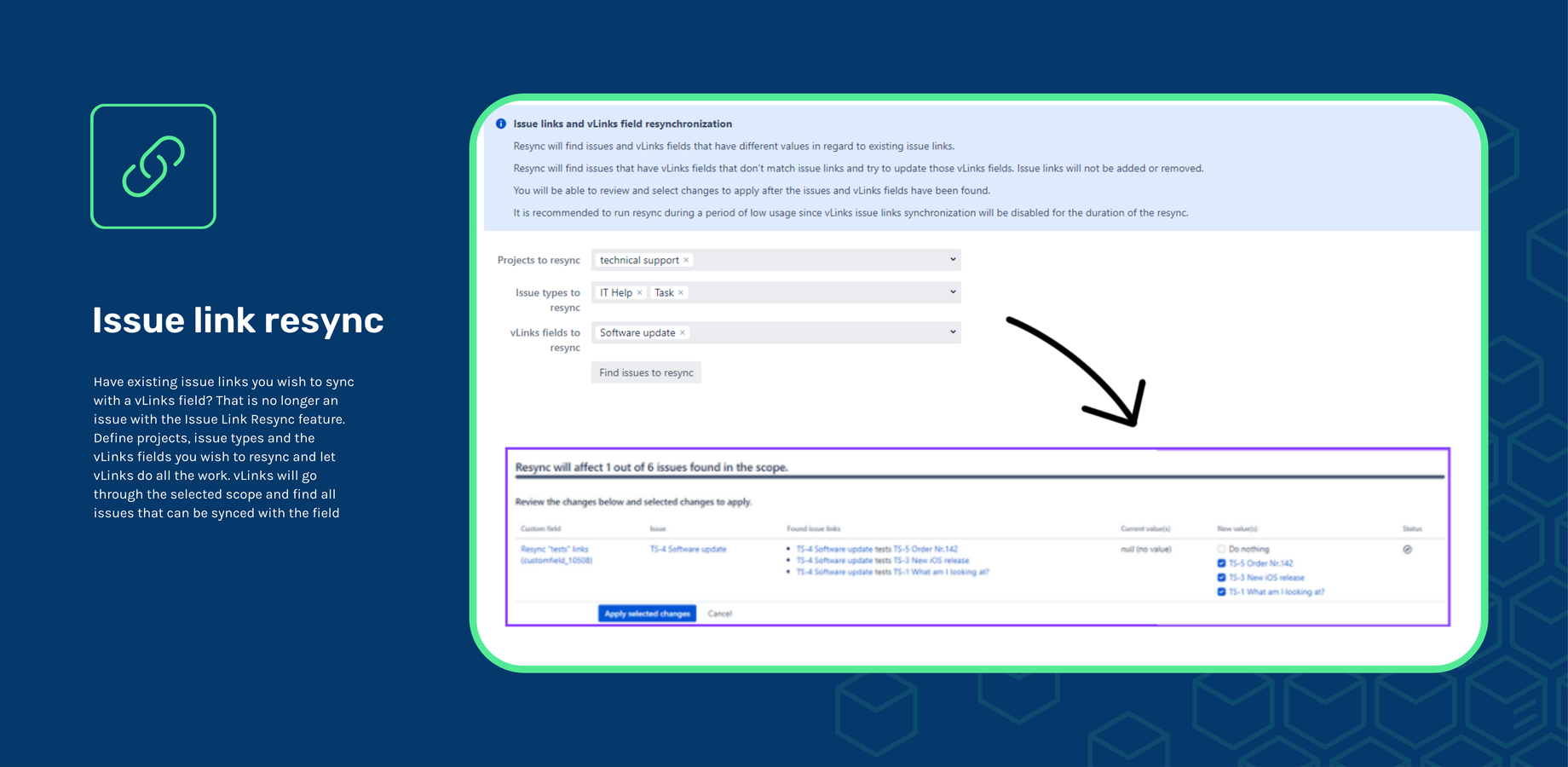 Sync existing issue links with vLinks fields and use them across the instance