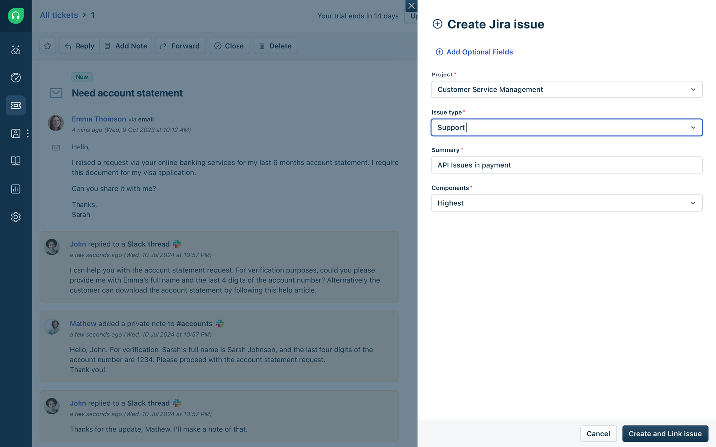 Create or link Jira issues with Freshdesk tickets