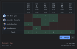 Poll date and time (Doodle style) in dark theme