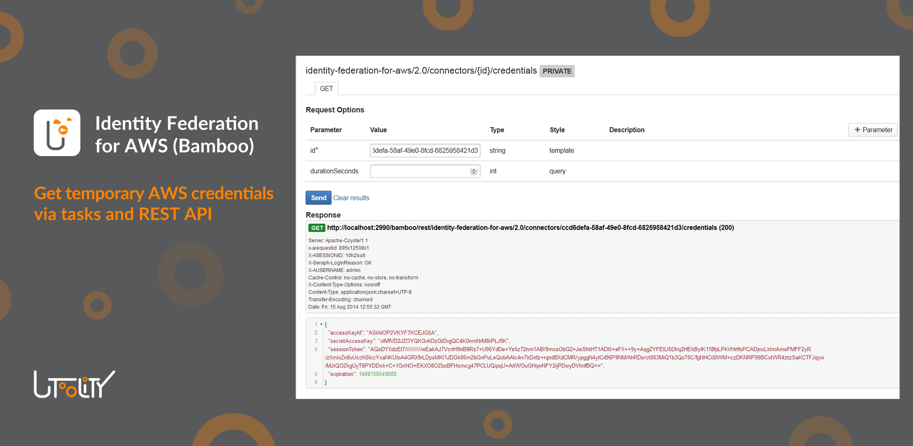 Explore the REST API via the Atlassian REST API browser - this is an example showing a temporary credential request and response.
