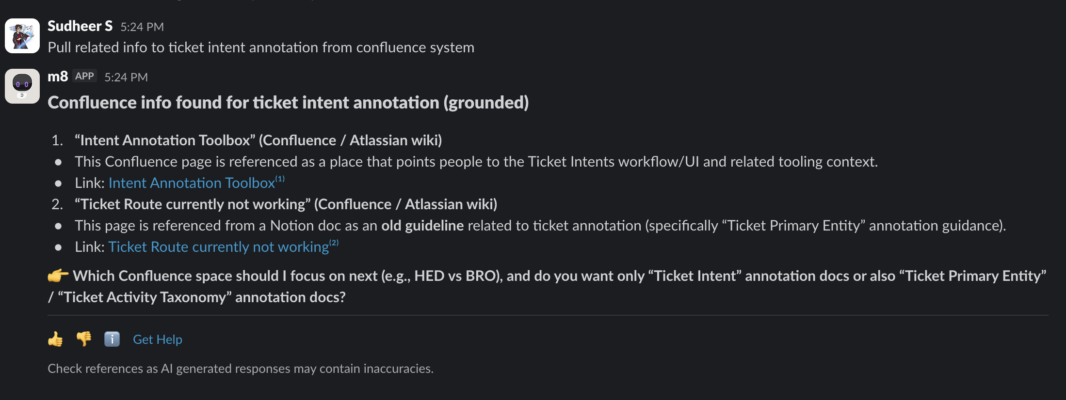 Ask questions from chat