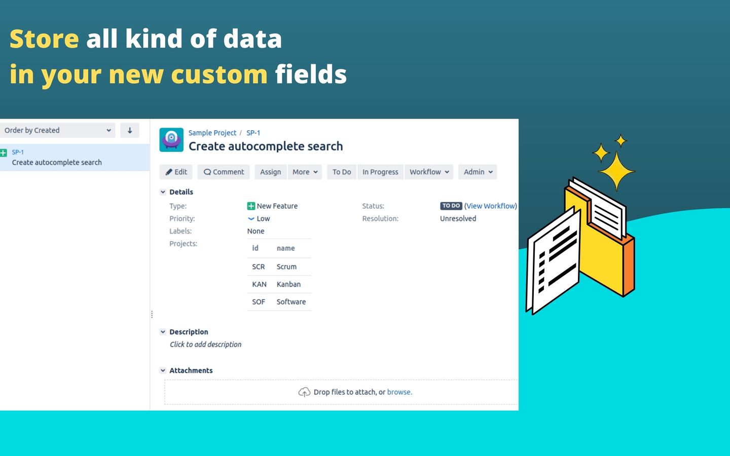 STORE the result in the specified custom field
