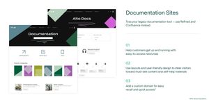 Documentation sites: Build intuitive, personalized documentation sites for internal or external audiences.