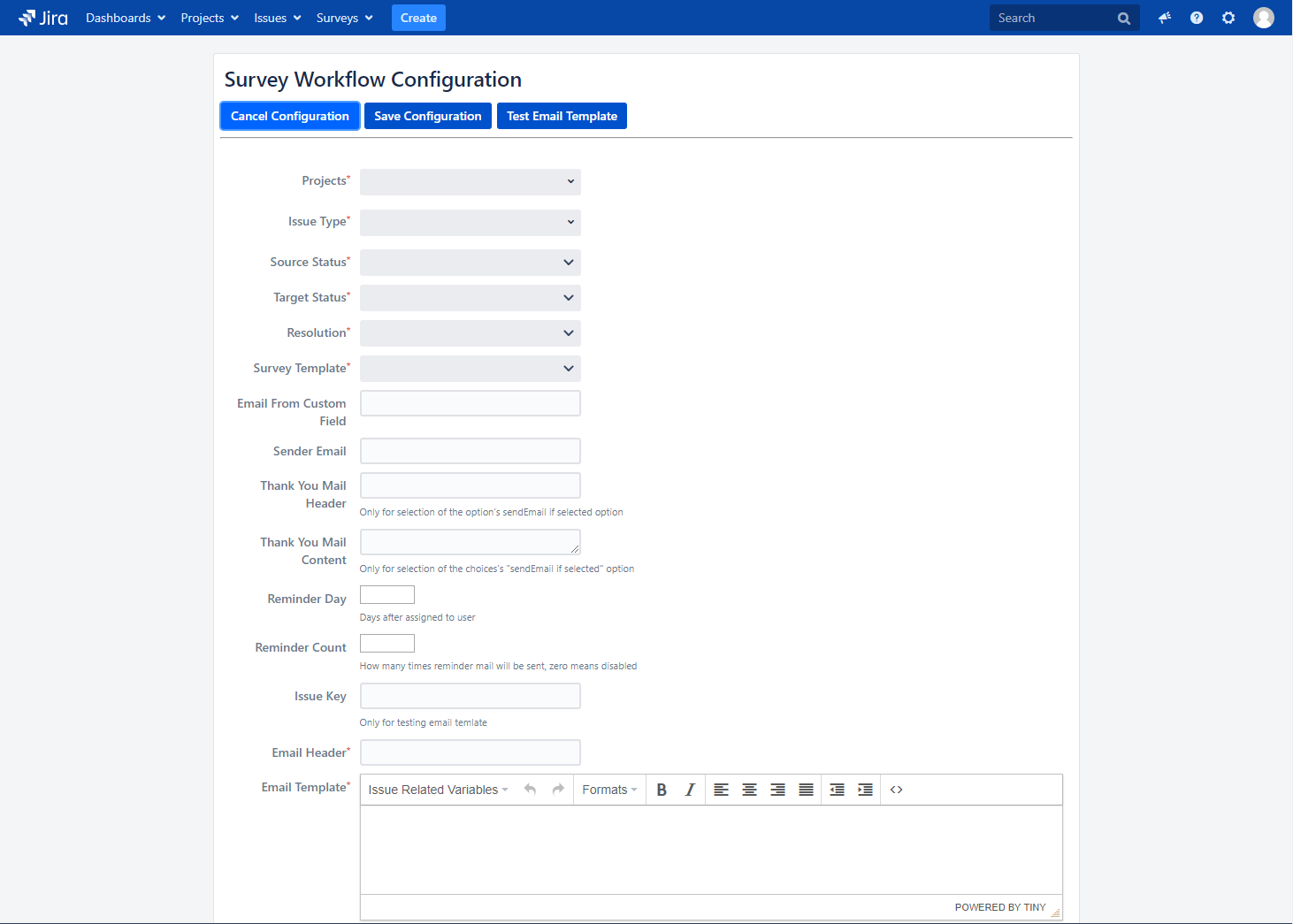Assign Survey Form By Issue Events