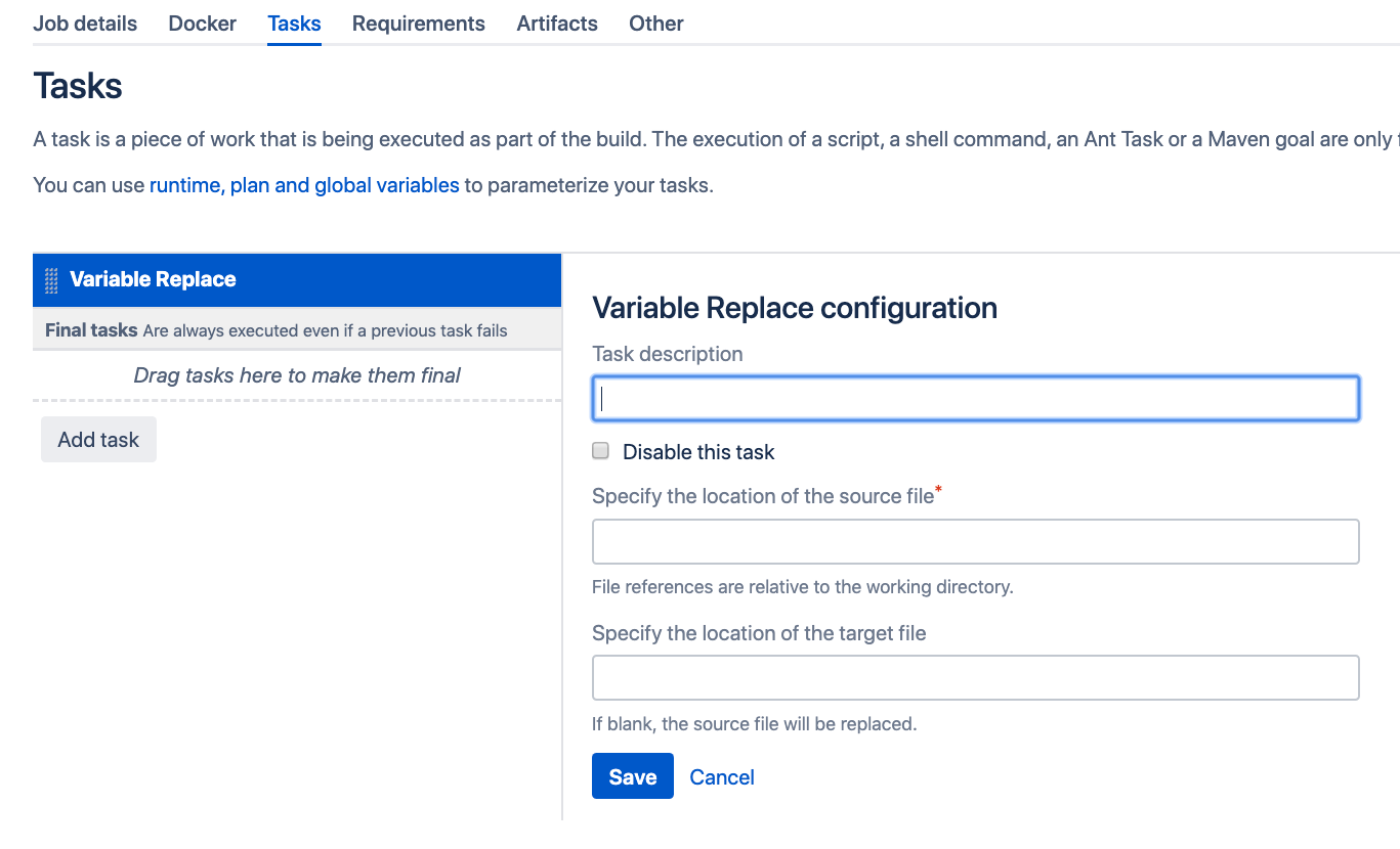 Apply Bamboo variable replacements to files