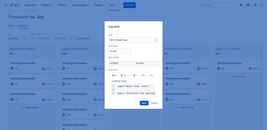 Craft and refine worklogs directly using an intuitive  and integrated modal, completed with an AI helper that suggests smart, concise comments to streamline your entries.