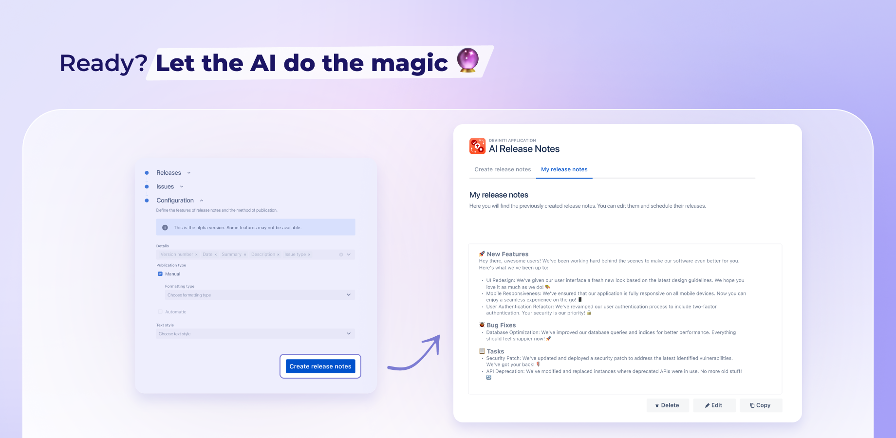Multiple Formatting Choices for release notes