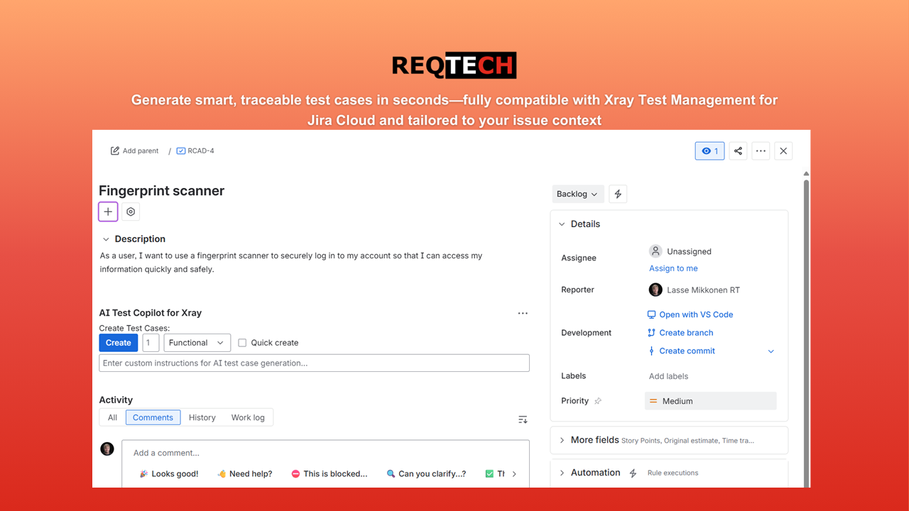 Test Copilot in action: Instantly generate smart, traceable test cases from Jira issues—tailored for Xray.