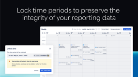 Lock time periods to ensure time tracking data is accurate for reporting, billing, and invoicing. 