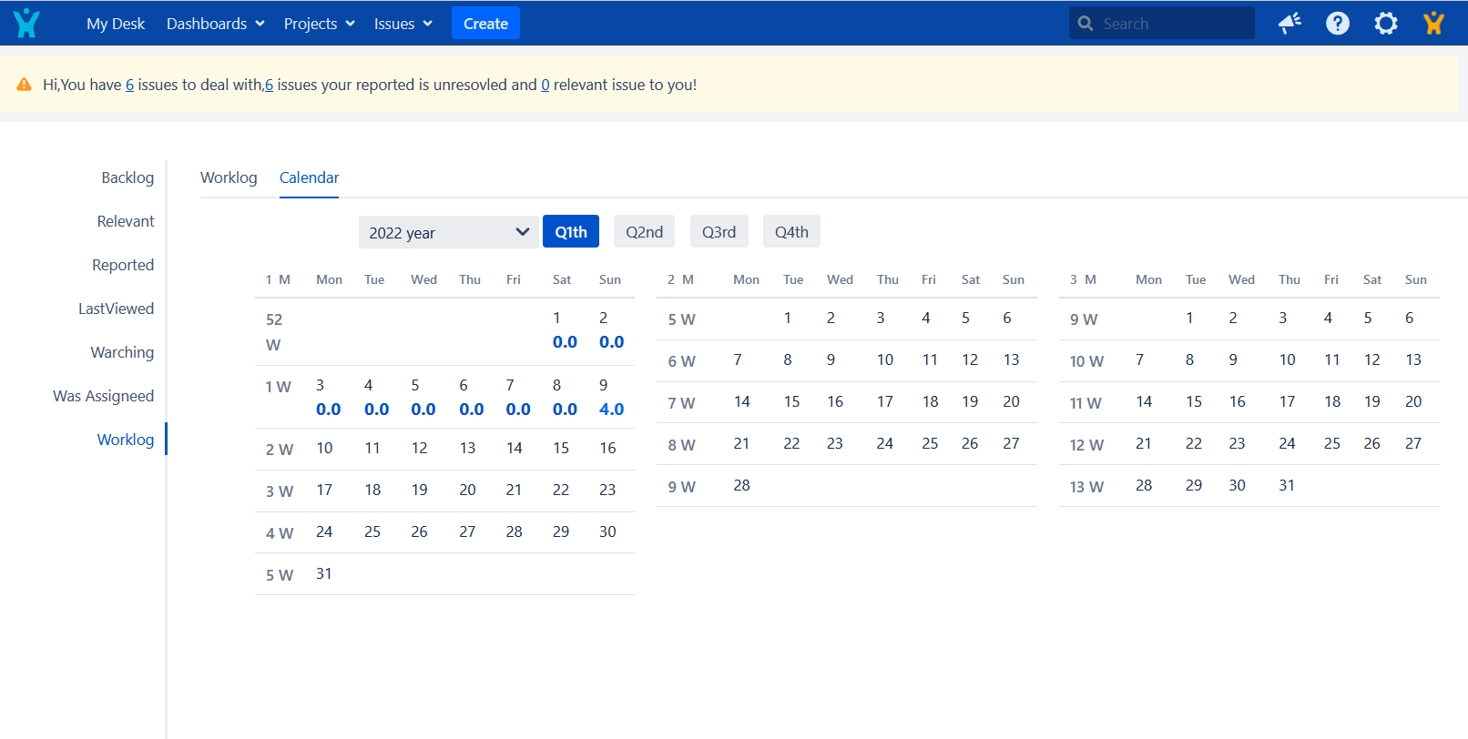Every item worklog for you.show them on calendar