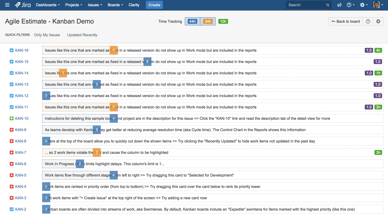 Compare issue visually to set more realistic estimates.