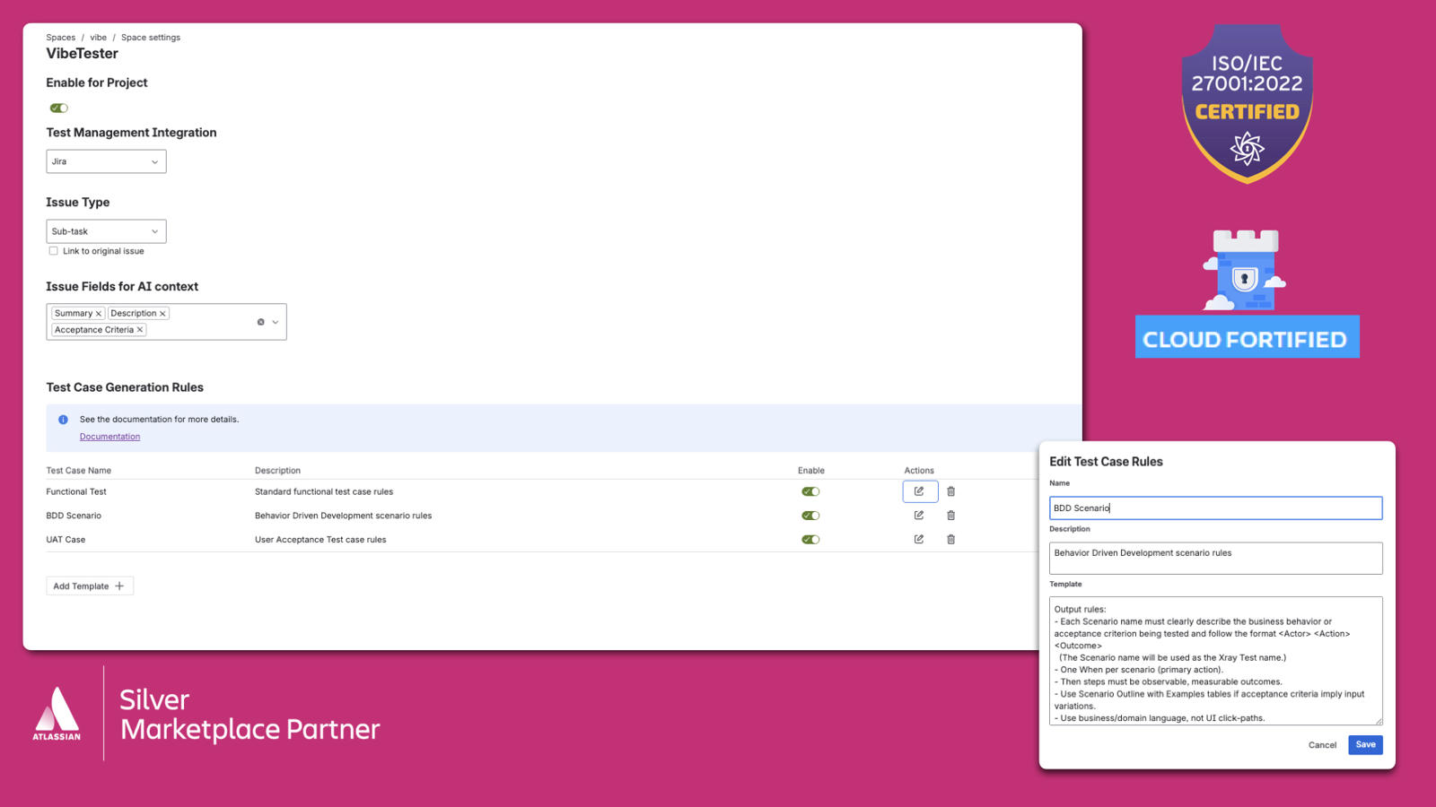 Define prompts once, apply everywhere — achieve repeatable, high-quality test cases across projects.
