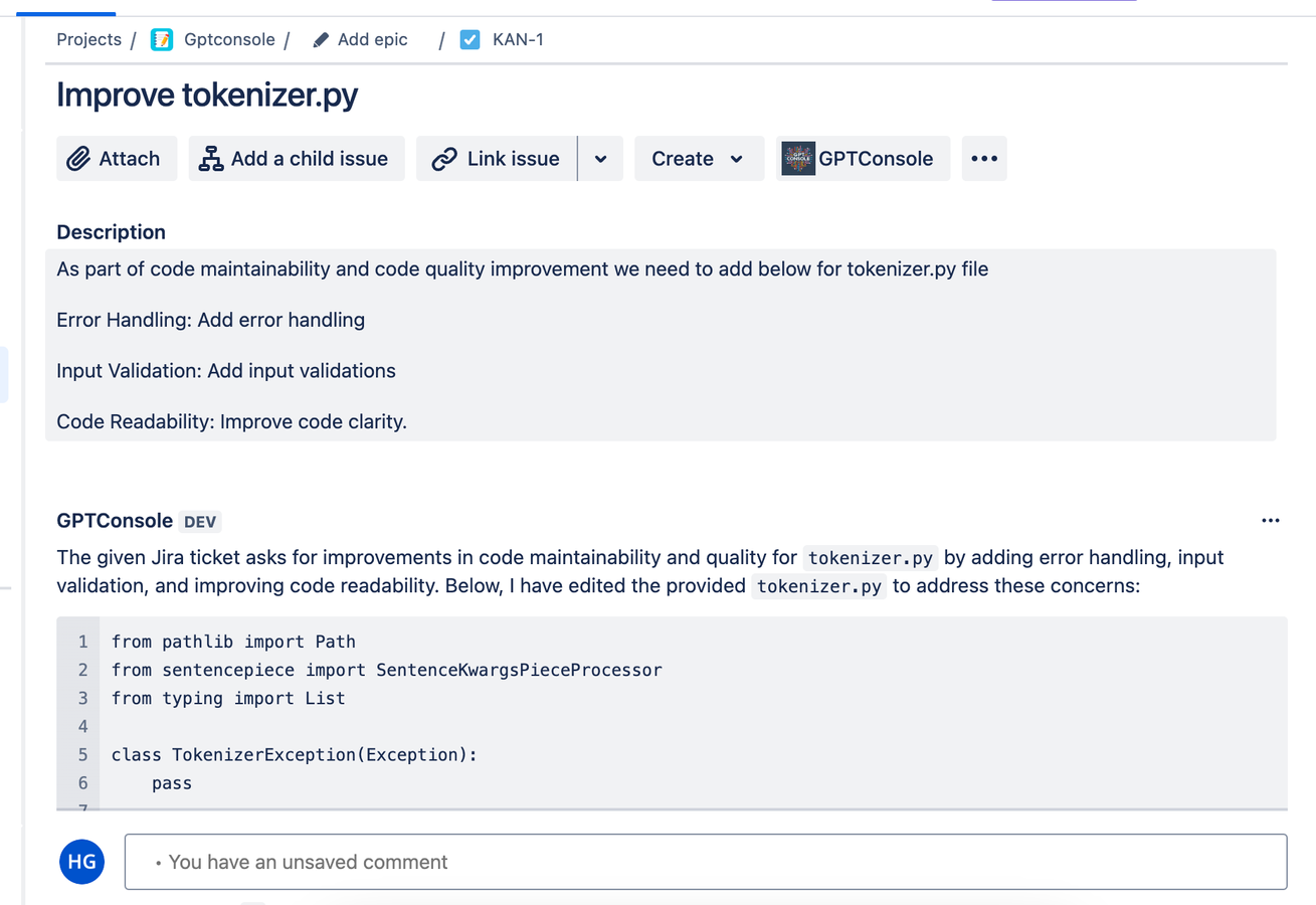 Watch how our AI seamlessly transforms Jira ticket descriptions into ready-to-use code, streamlining your development process.