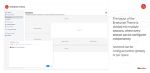 The layout of the Enterprise Theme is divided into multiple sections, where every section can be configured independently.   Sections can be configured either globally or per space.