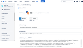 Chat widget customization options for portal