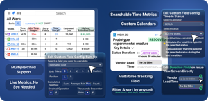 Sum Up totals sub-issue values, Time in Status calculates time spent against your calendar, and Duration Field lets you enter durations directly on the issue.